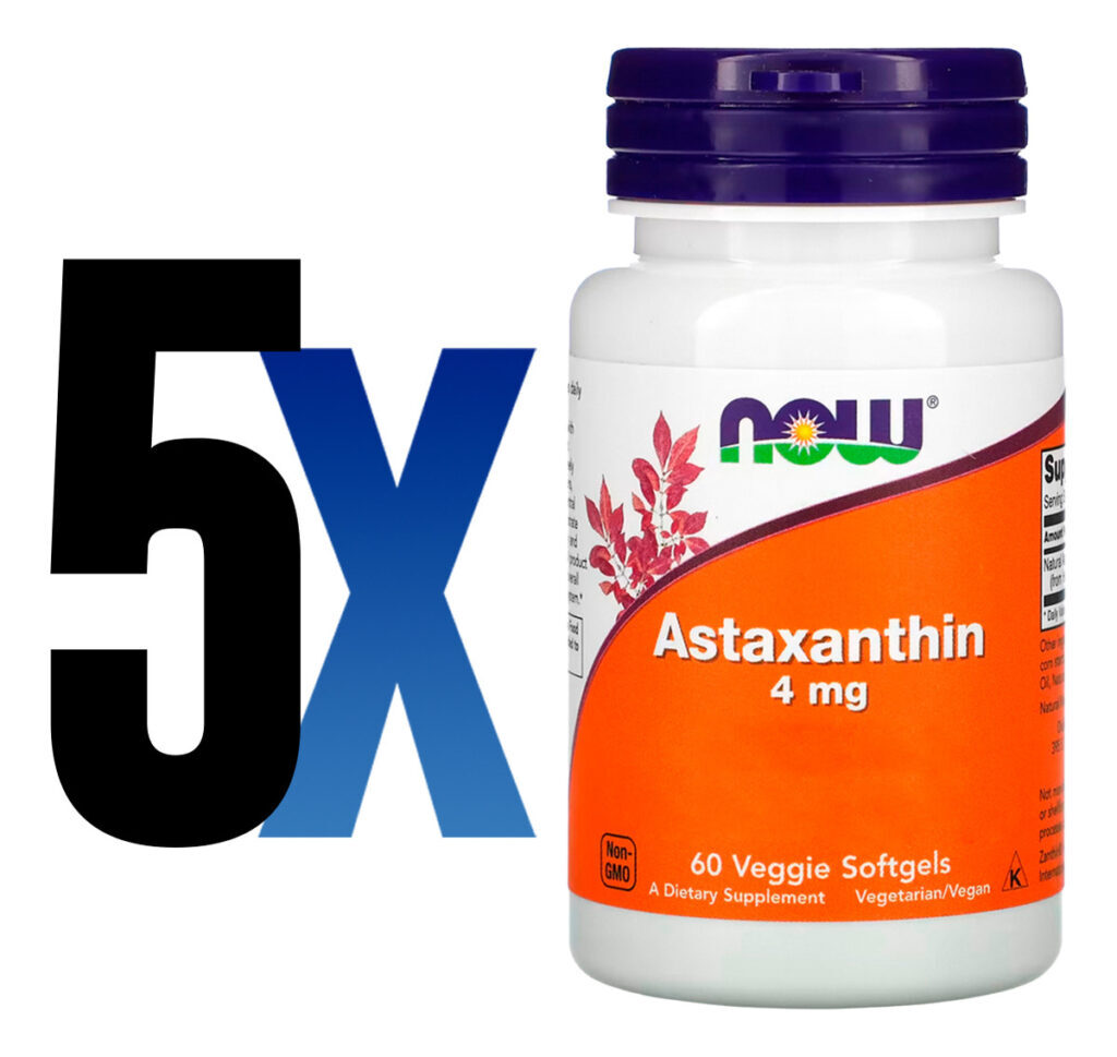 Astaxantina Extrato 4mg 60 Vegs Soft Importado 5un Now Foods - Imagem 2