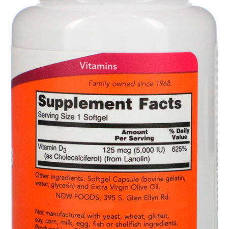 Vitamina D3 Now Foods 120 Softgels + Porta Cápsulas - Imagem 2
