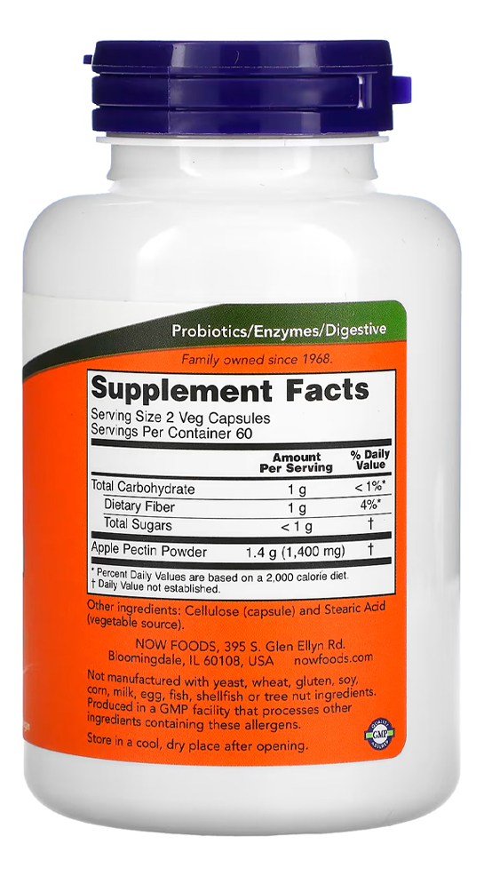 Pectina De Maçã 700mg 120 Cáps Importado 5un Now Foods - Imagem 4