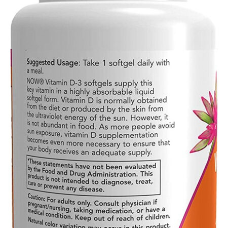 Vitamina D3 2000 Iu Alta Potência Now Foods 120softgls - Imagem 2