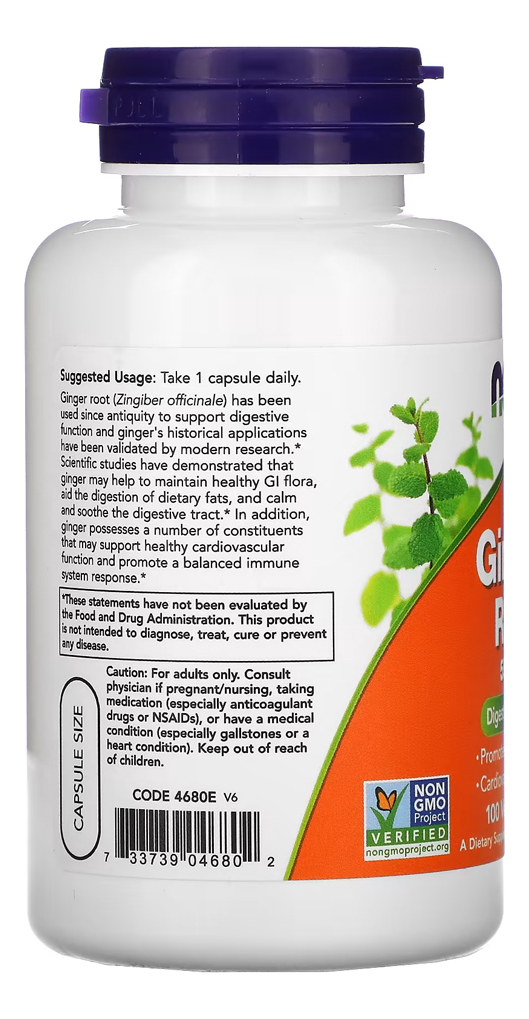 Raiz De Gengibre 550mg Now Foods 100 Caps + Porta Cápsulas - Imagem 3