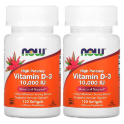 Vitamina D3 10000iu Alta Potencia Now 120 Softgels 2un