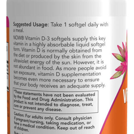 Suplemento En Cápsulas Moles Now Structural Support Vitamina D3 De 180 Un - Imagem 3