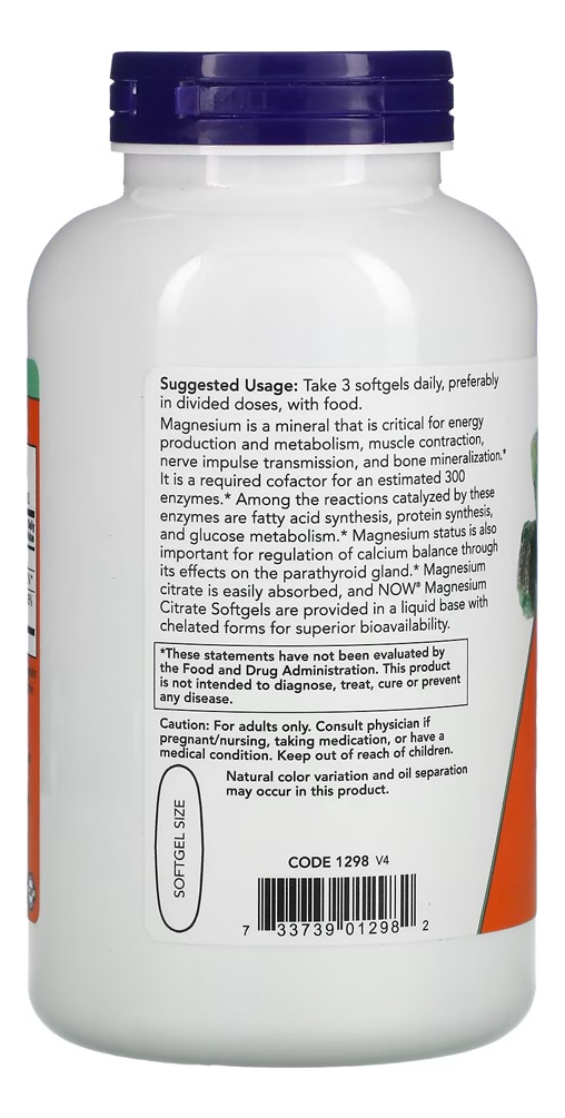 Citrato De Magnésio Now Foods 180 Softgels + Porta Cápsulas - Imagem 3