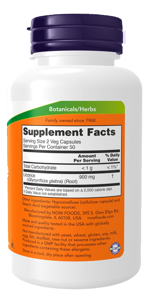 Raiz De Alcaçuz 450mg Now Foods 100 Caps Importado - Imagem 2