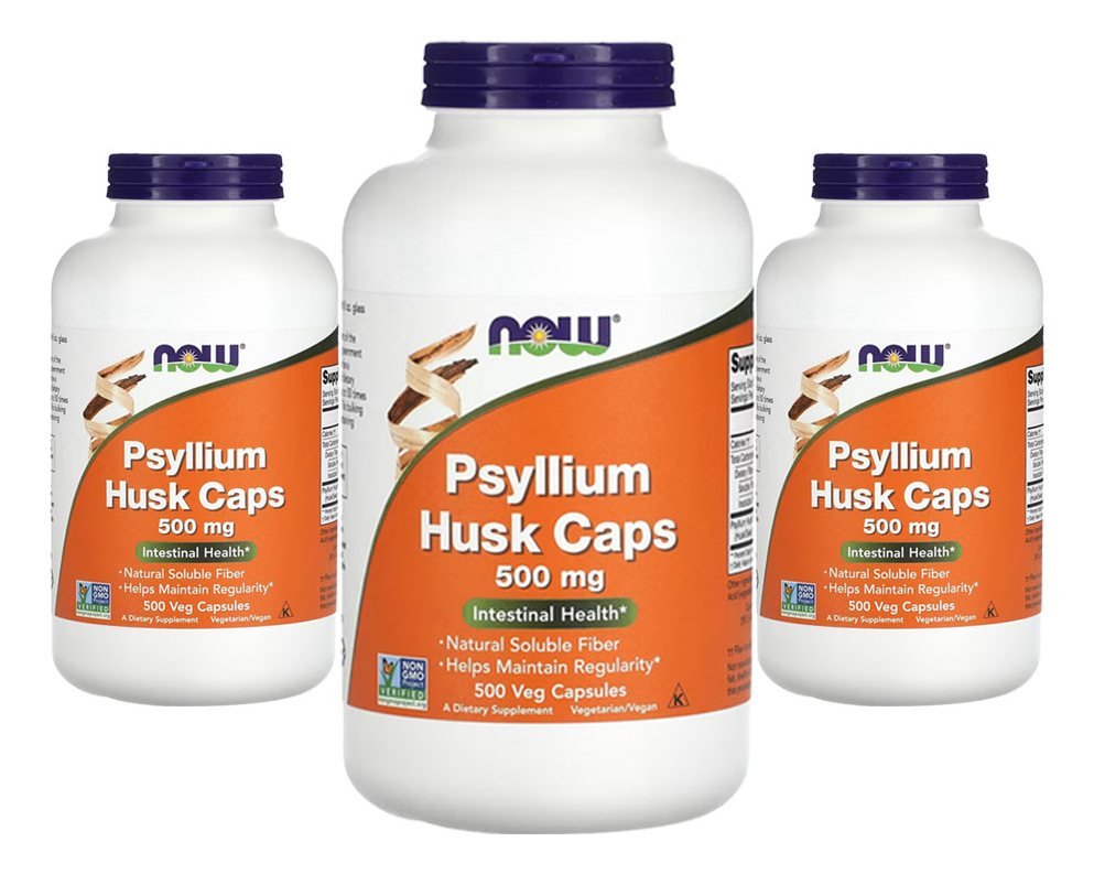 Fibra De Psyllium 500mg Now Foods Psyllium 500veg Caps 3un