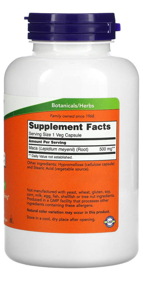 Maca Peruana 500mg Now Foods 250 Veg Caps 5un - Imagem 4