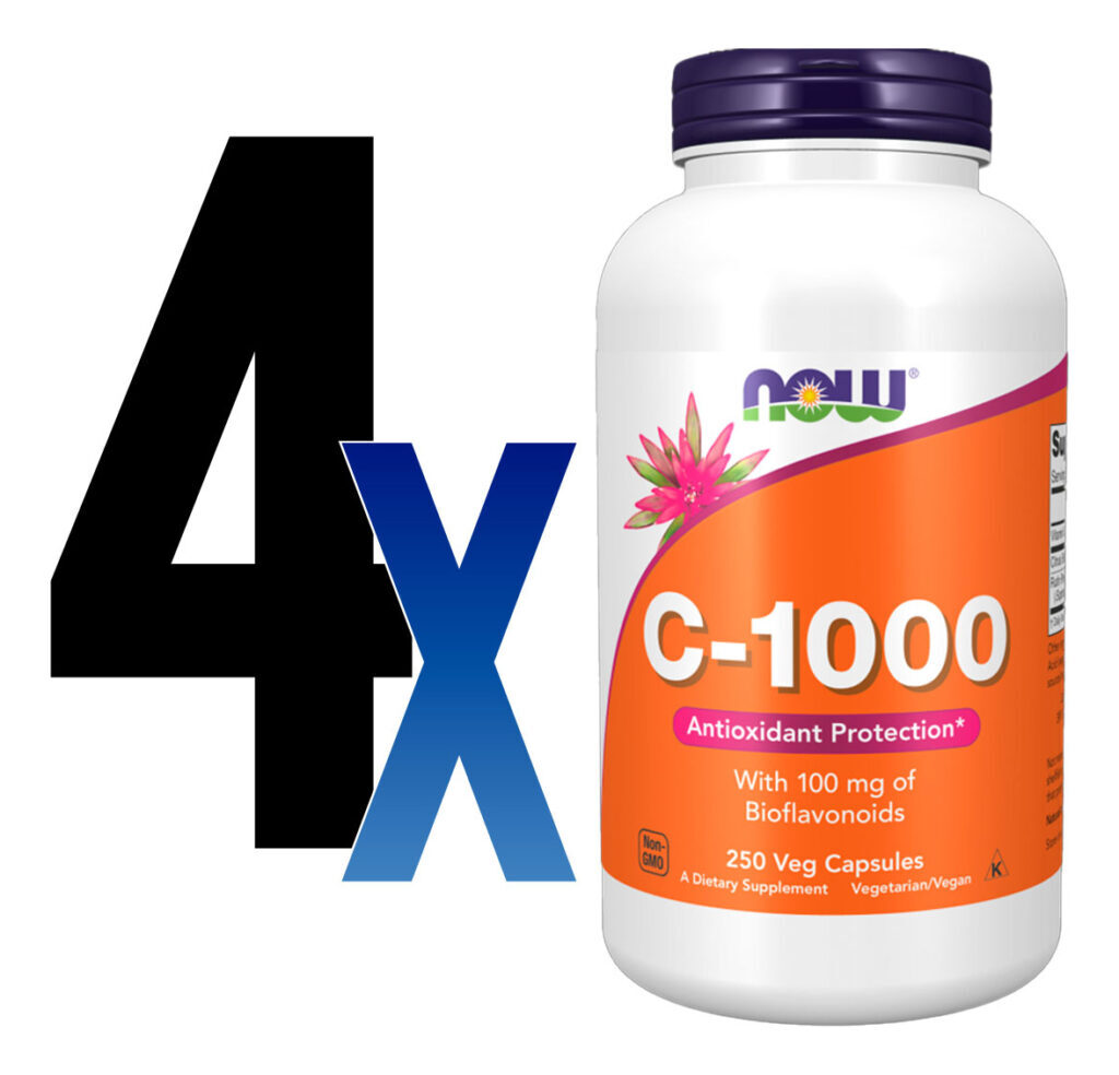 Vitamina C-1000mg Now Foods 100mg Bioflavonóides 250caps 4un - Imagem 2