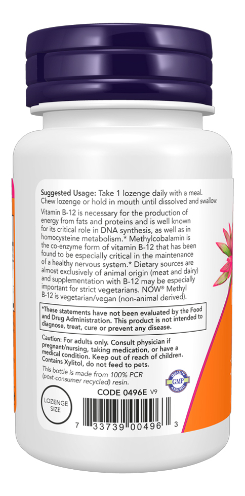 Vitamina B-12 5mg Now Foods 90 Pastilhas Importado - Imagem 2