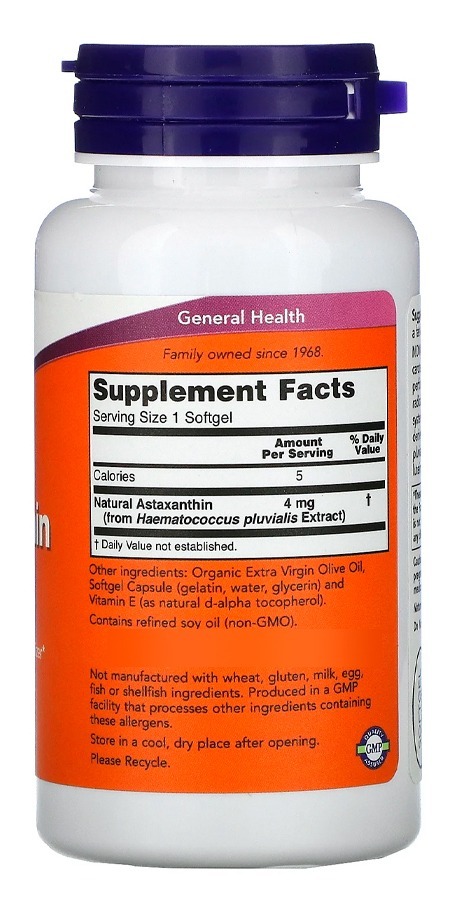 Astaxantina 4mg Now Foods 90softgels 3un - Imagem 5