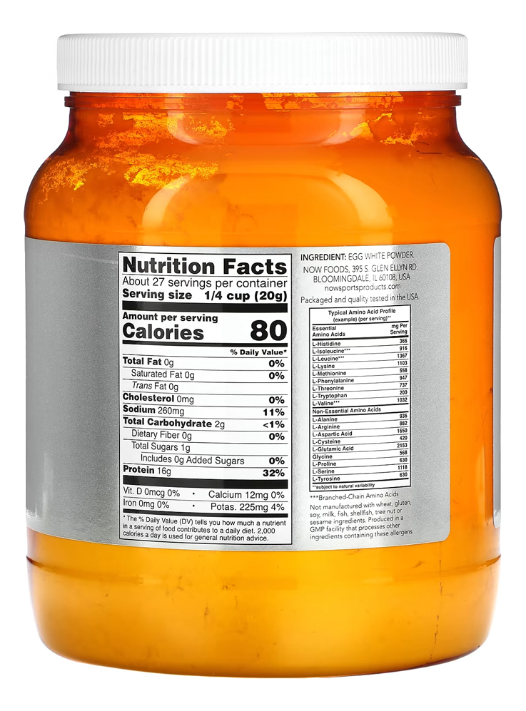 Proteína Clara Ovo Now Foods 544g Sem Sabor + Porta Cápsulas - Imagem 2