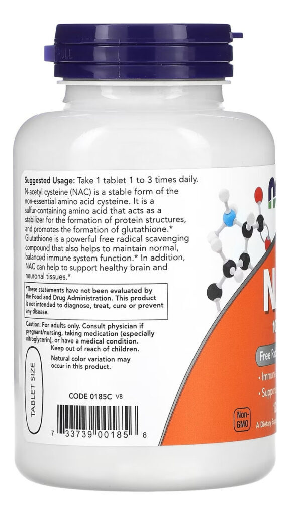 Nac 1000mg 120 Tablets Now Foods Sabor Sem Sabor - Imagem 7