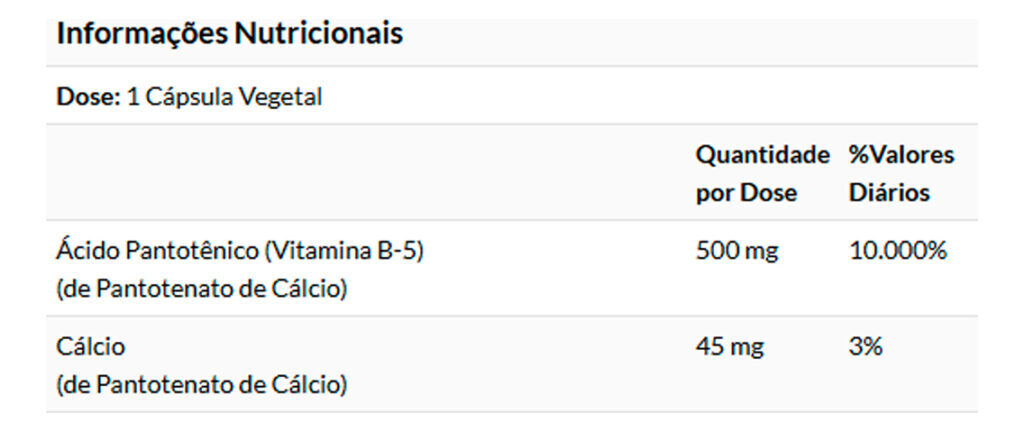 Ácido Pantotênico 500mg Now Foods 250 Cápsluas Importado - Imagem 4
