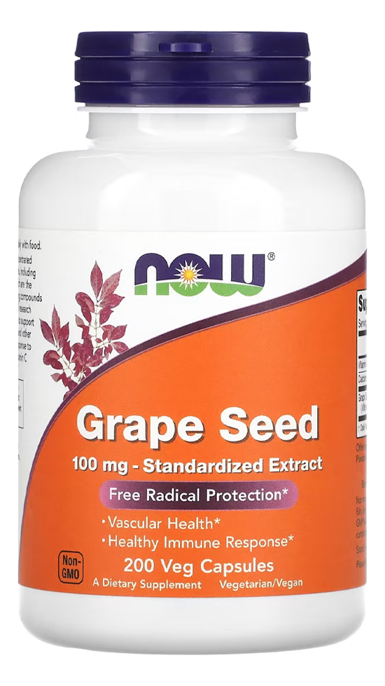 Semente Uva 100mg Now Foods Grape Seed 200caps Importado