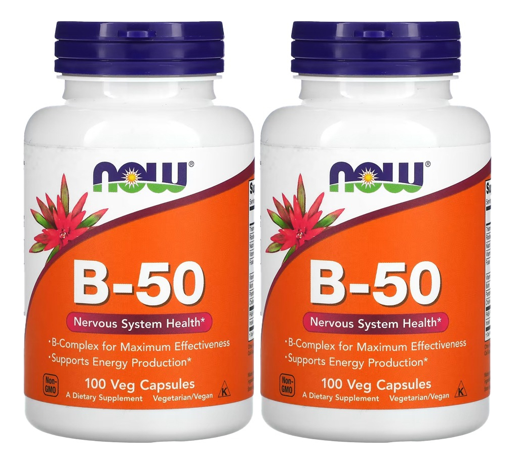 Vitamina B-50 Now Foods Vitaminas Complexo B 100veg Caps 2un