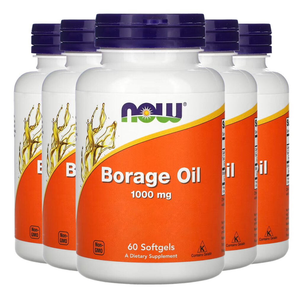 Óleo Borage (borragem) 1000mg Now Foods 60soft Importado 5un