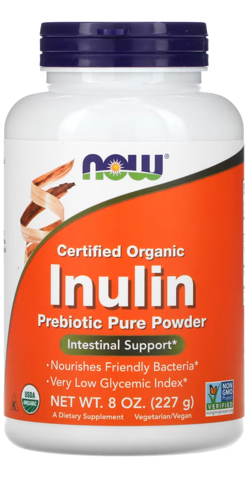 Inulina Orgânica 227g Pó Puro Prebiótico Nowfoods Sabor Sem Sabor