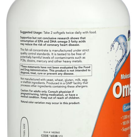 Ômega-3 Molecularmente Destilado 500soft 4un Now Foods - Imagem 4
