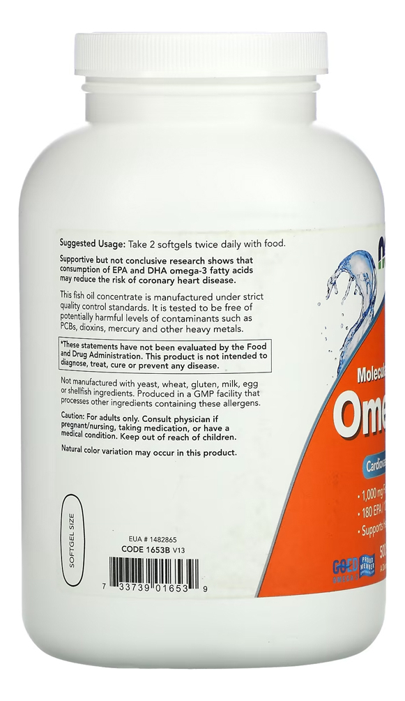 Ômega-3 Molecularmente Destilado 500soft 4un Now Foods - Imagem 4