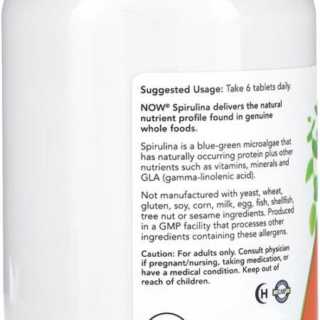 Spirulina Orgânica 500mg Now Foods 500 Tablets 5un - Imagem 5