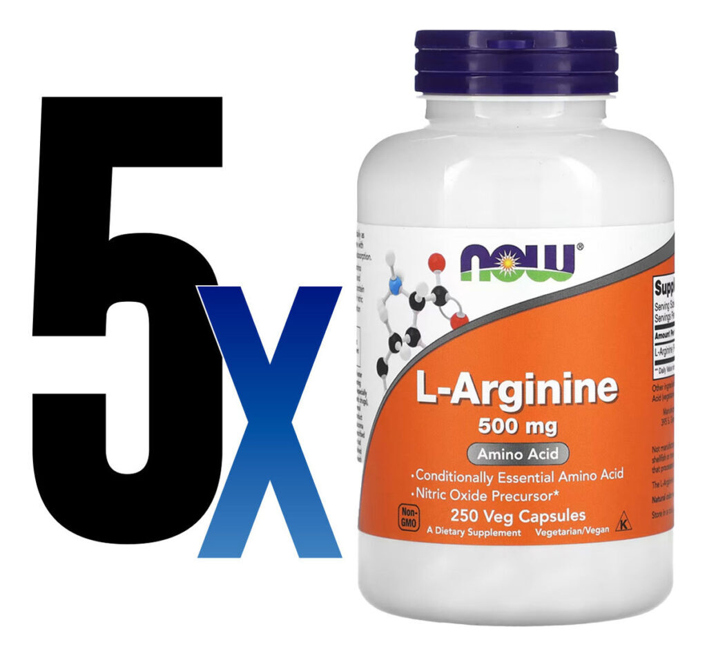 L-arginina 500mg Now Foods L-arginine 250 Veg Caps 5un - Imagem 2