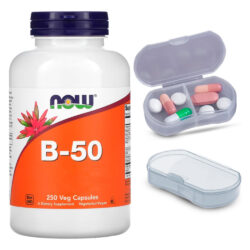 Vitamina B 50mg Complex B Now Foods 250cáps + Porta Cápsulas
