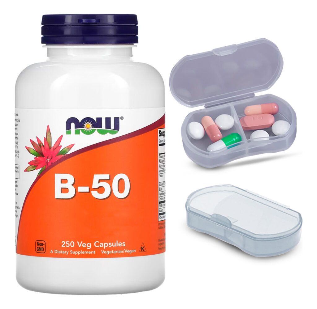 Vitamina B 50mg Complex B Now Foods 250cáps + Porta Cápsulas