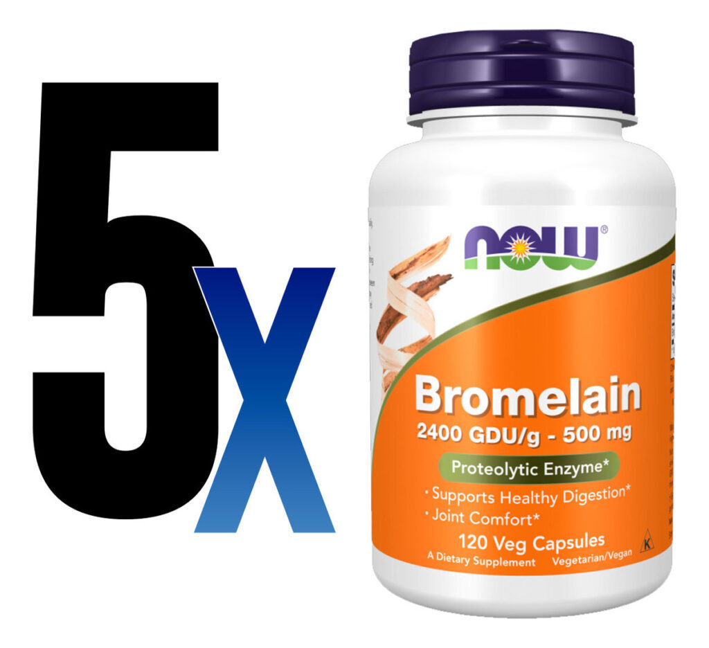 Bromelaína 500mg Now Foods 2400gdu/g 120veg Caps 5un - Imagem 2