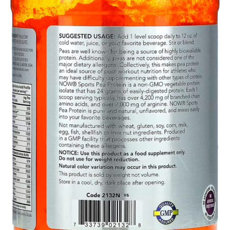 Proteína Pea Ervilha Now Foods 340g Sem Sabor Importado - Imagem 2