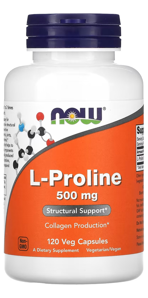 L-prolina 500mg Now Foods 120 Veg Caps Importado