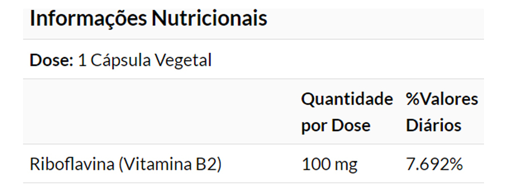 Vitamina B-2 100mg Riboflavina 100 Cáps Importado - Imagem 3