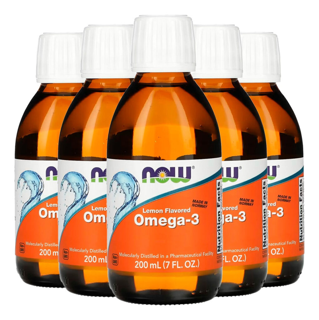 Ômega-3 Fish Oil 200ml Sabor Limão Importado 5un Now Foods