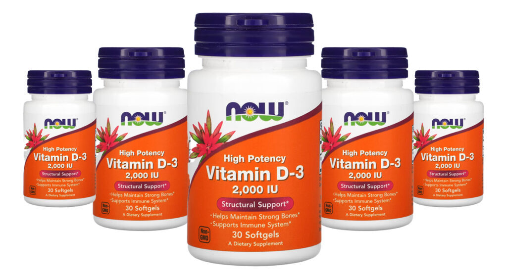 Vitamina D-3 2000iu Now Foods 30 Caps Softgels 5un Sabor Sem Sabor