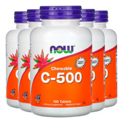 Vitamina C-500 Now Foods 100 Tablets Sabor Cereja 5un