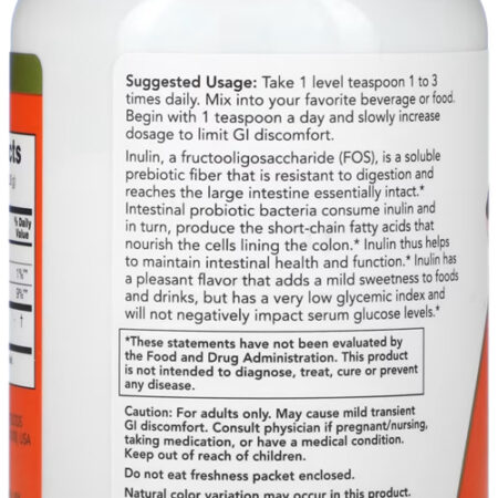 Inulina Orgânica 227g Now Foods Pó Puro Prebiótico Importado - Imagem 3