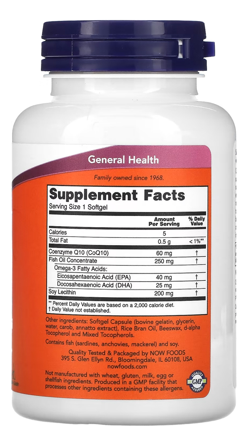 Coenzima Coq10 60mg+omega3 Now Foods 120sof + Porta Cápsulas - Imagem 2