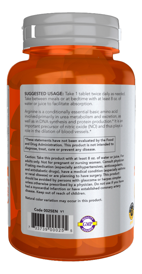 L-arginina 1000mg Now Foods 60 Tabs Importado - Imagem 3
