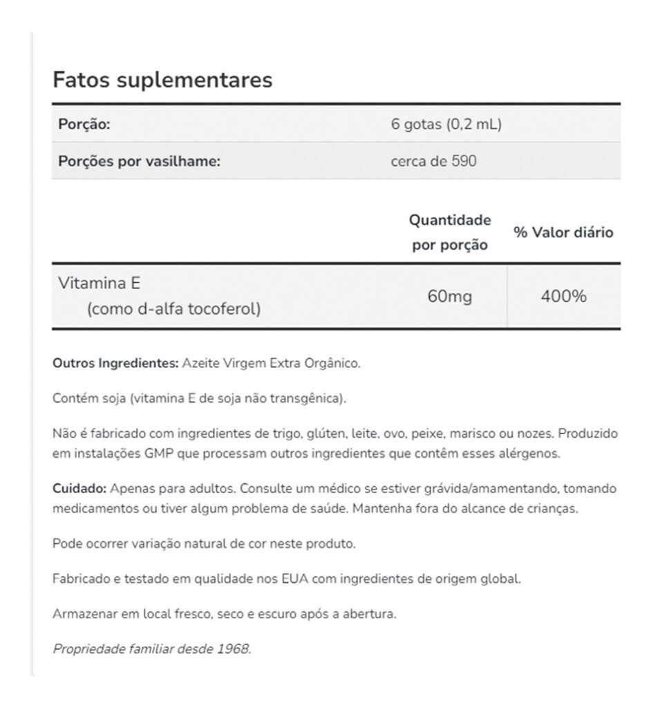 Vitamina E 118ml D-alpha Tocoferol Importado 2un Now Foods - Imagem 5