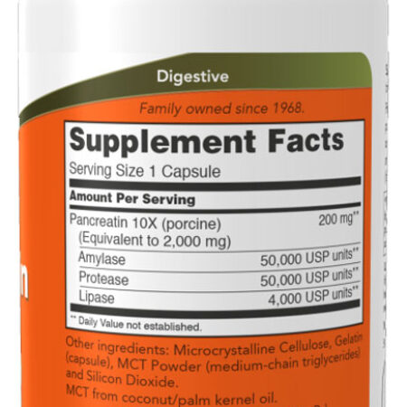 Pancreatina 2000 Now Foods 100 Veg Cáps Importado 4un - Imagem 3
