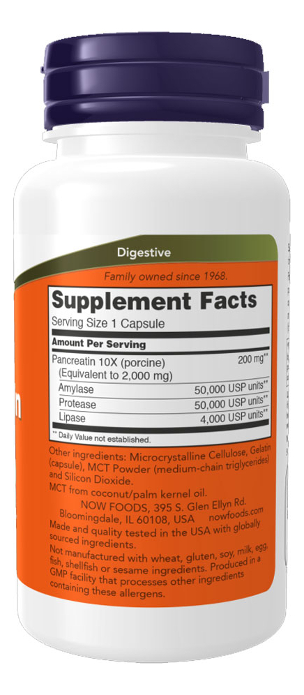 Pancreatina 2000 Now Foods 100 Veg Cáps Importado 4un - Imagem 3