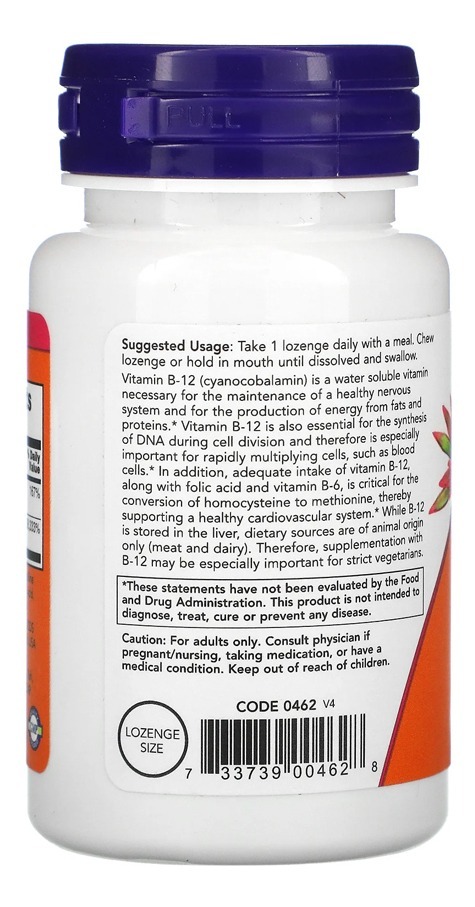 Now Foods Vitamina B12 5000mcg E Ácido Fólico 60past 3un - Imagem 5
