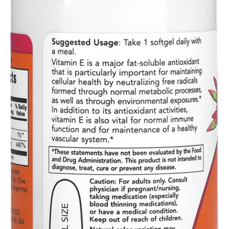 Vitamina E-1000 670mg Now Foods 50 Softgels Importado 5un - Imagem 4