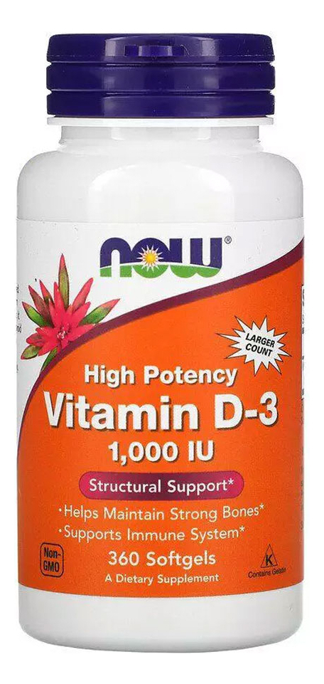 Vitamina D3 1.000ui Now Foods Vit D-3 360 Softgels Sabor Sem Sabor