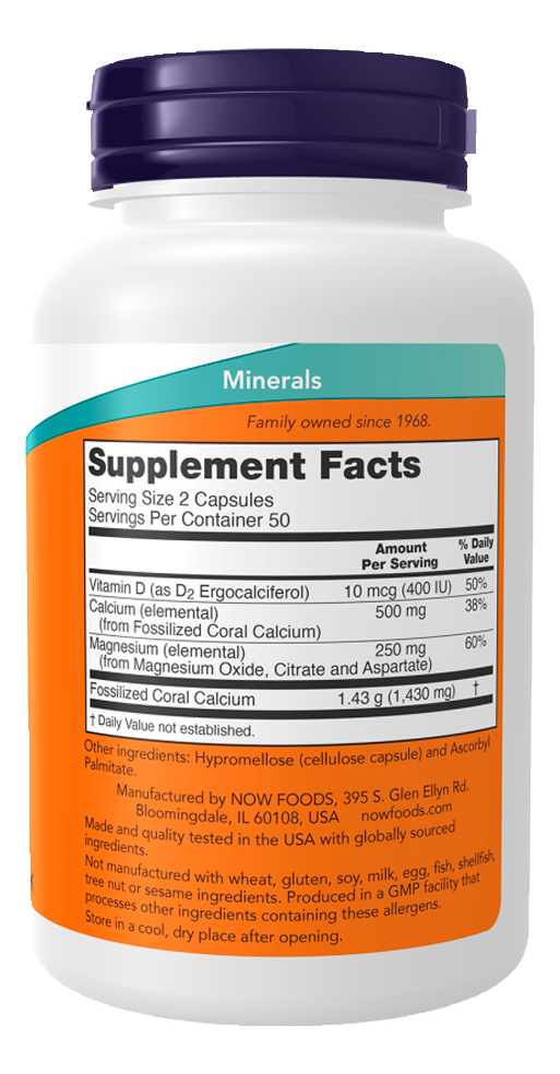 Coral Calcium Plus Now Foods 100 Cápsulas Importado - Imagem 2