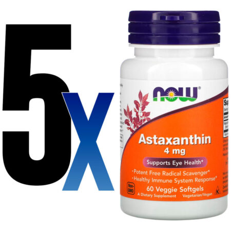 Astaxantina Extrato 4mg 60 Vegs Soft Importado 5un Now Foods - Imagem 5