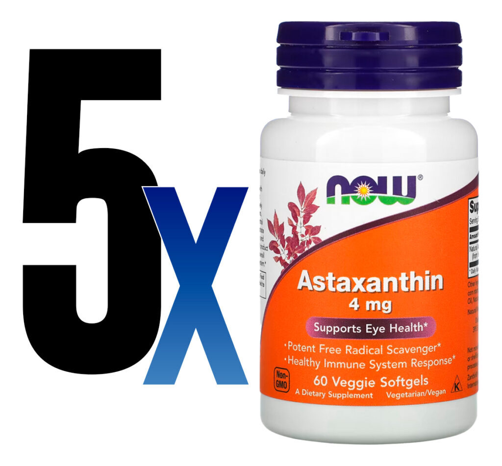 Astaxantina Extrato 4mg 60 Vegs Soft Importado 5un Now Foods - Imagem 5