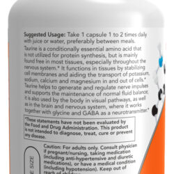 Taurina 1000mg Now Foods 250 Cápsulas +porta Cápsulas