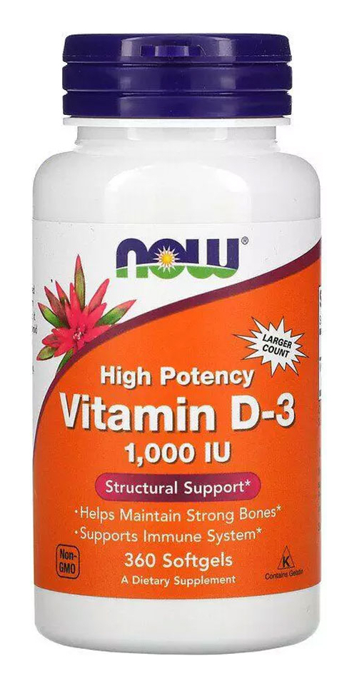 Vitamina D3 1.000ui Now Foods Vit D-3 360 Softgels 2un Sabor Sem Sabor - Imagem 3