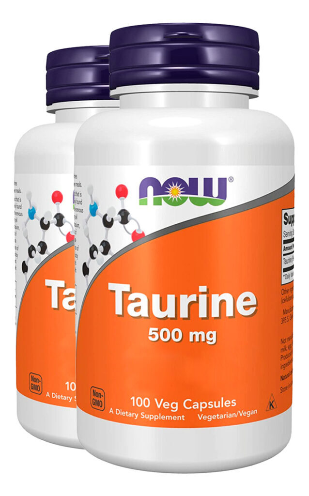 Taurina Taurine 500mg 100 Cápsulas Importado 2un Now Foods