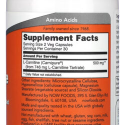 L-carnitina 250mg Now Foods 60 Cápsulas Importado 5un